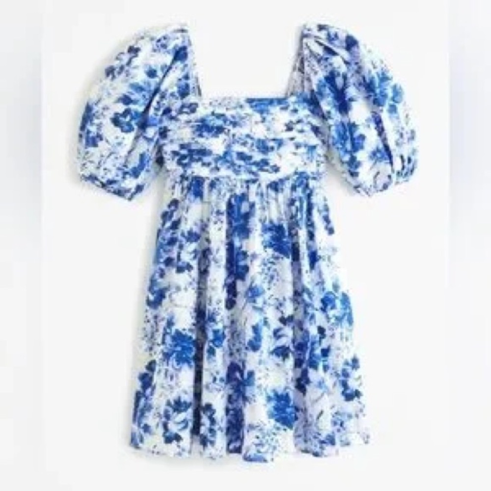 Abercrombie & Fitch Emerson Linen Blend Puff Sleeve Mini Dress Floral